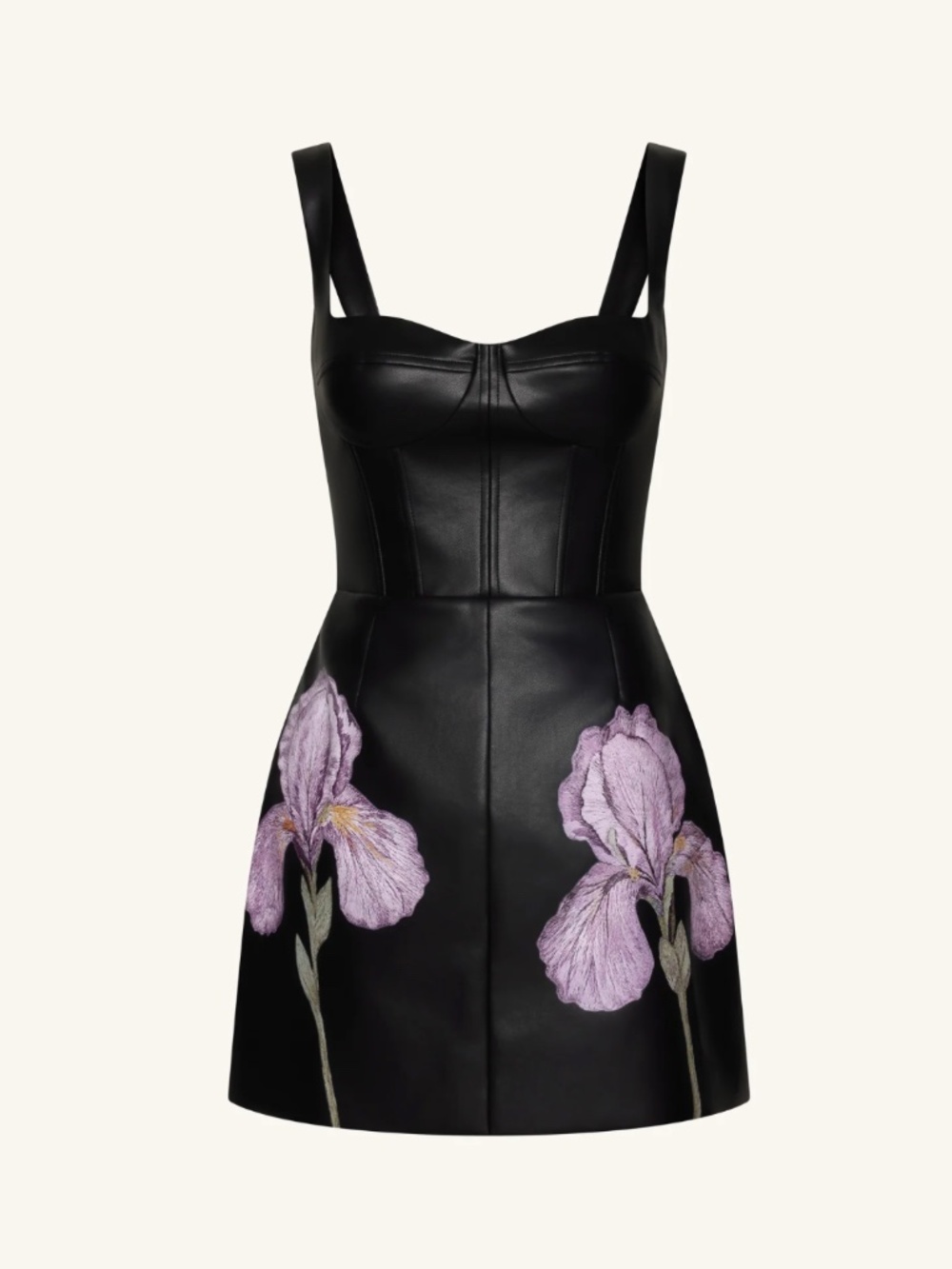 Iris Floral Print Corset Dress - Black